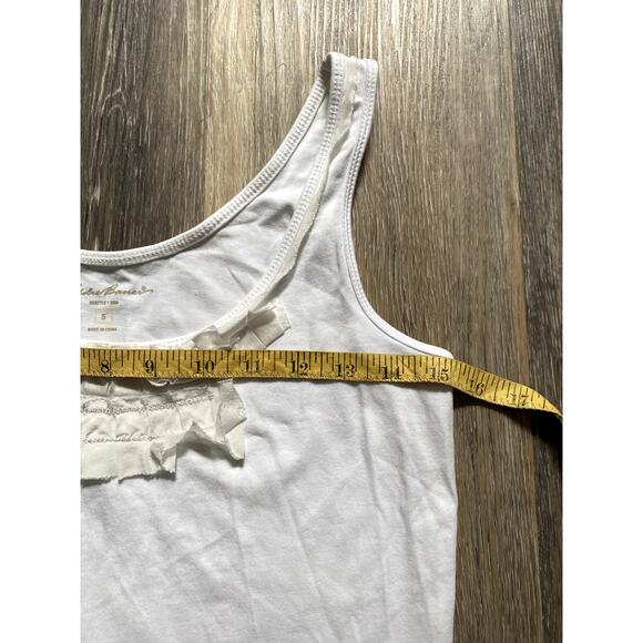 Eddie Bauer Cotton Silk Ruffle Tank Top White Small Natural Fiber 90s Minimalist - Picture 5 of 6